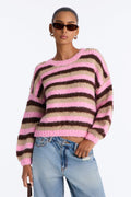 Lilly Striped Oversized Pullover Sweater - Pink/combo
