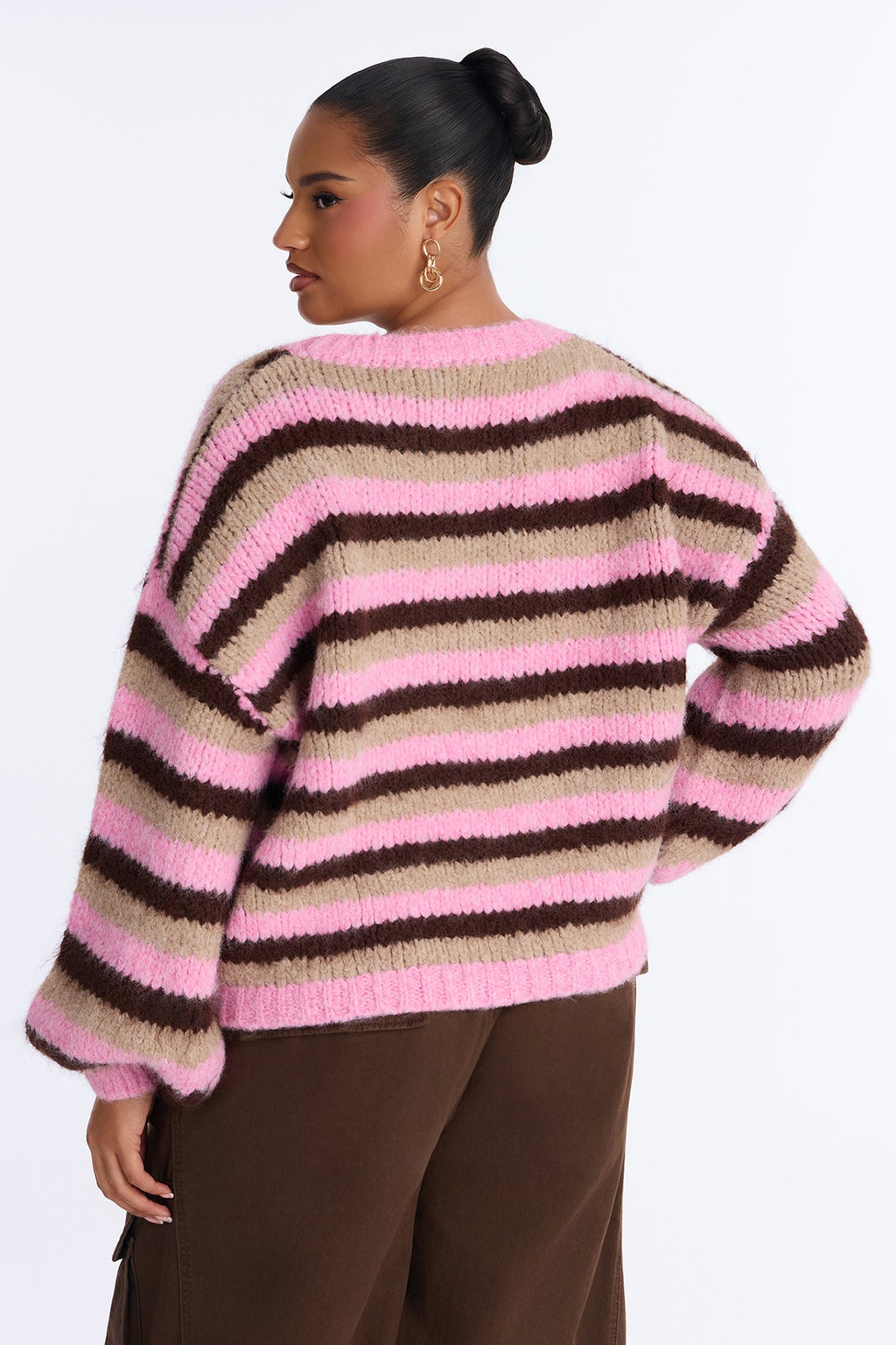 Lilly Striped Oversized Pullover Sweater - Pink/combo