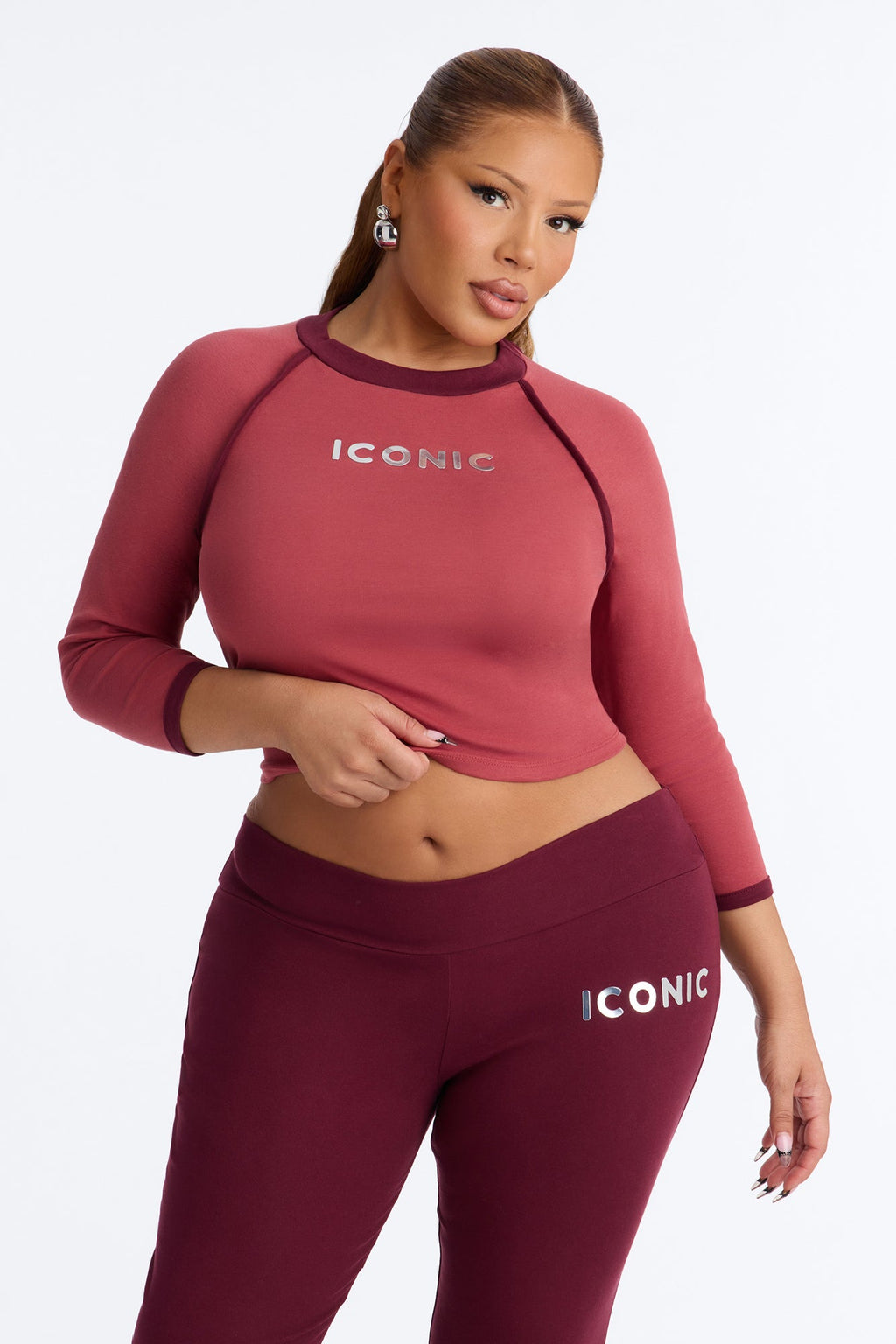 Truly Iconic Flare Pant Set - Burgundy/combo