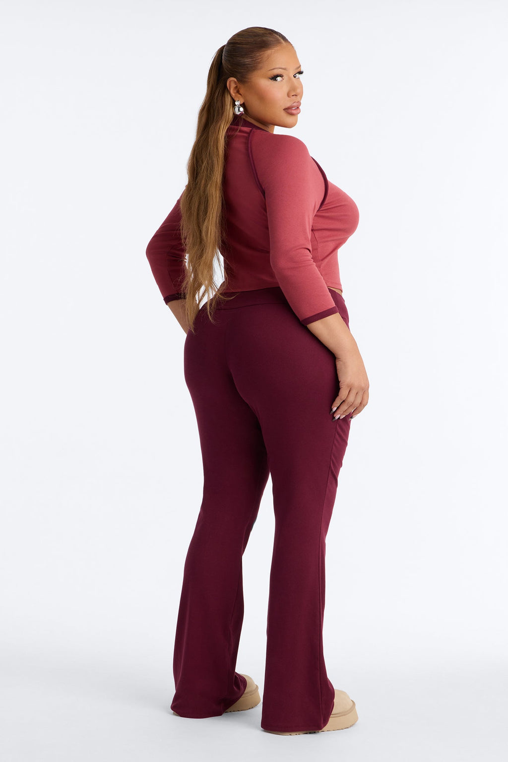 Truly Iconic Flare Pant Set - Burgundy/combo