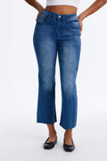 Brooklyn High Rise Kick Flare Capri Jeans - Dark Wash