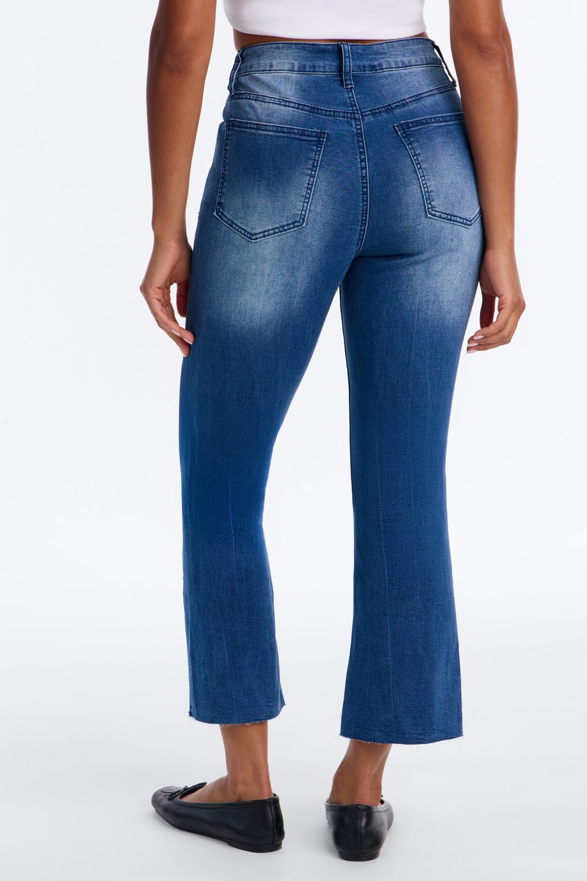 Brooklyn High Rise Kick Flare Capri Jeans - Dark Wash