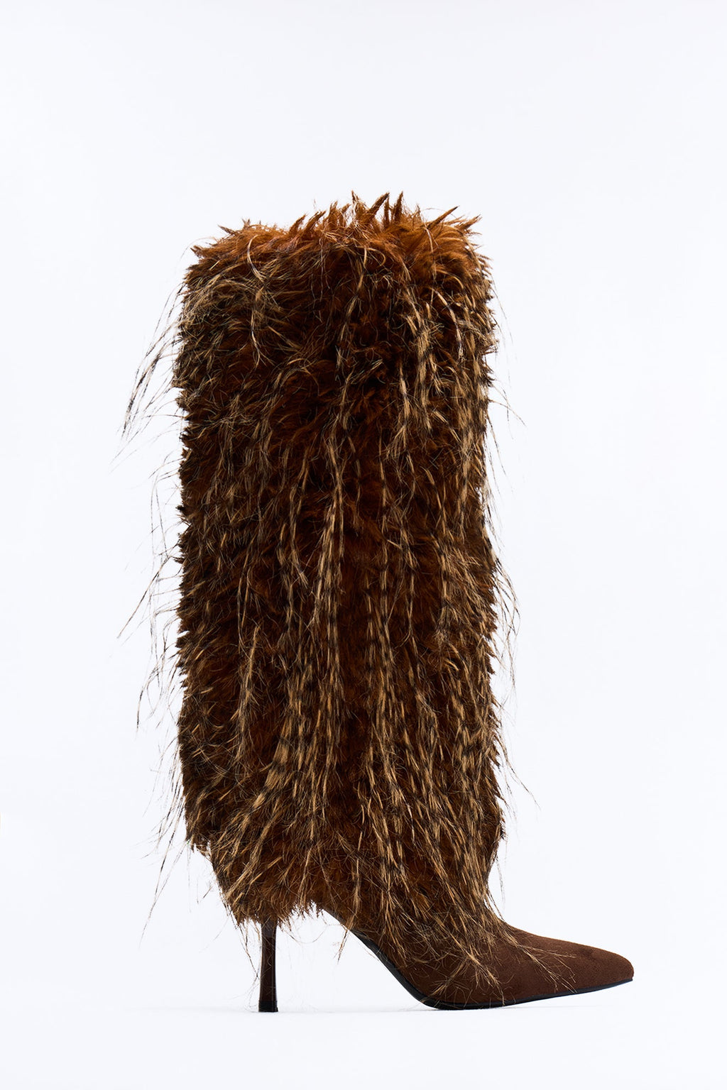 Alba Faux Fur Overlay Boots - Brown