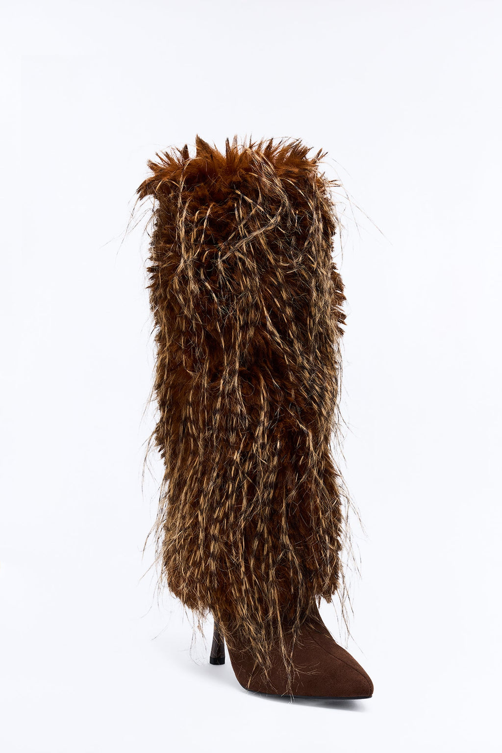 Alba Faux Fur Overlay Boots - Brown