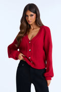 Couch Convo Cardigan - Red