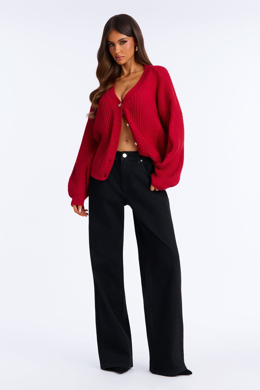 Couch Convo Cardigan - Red