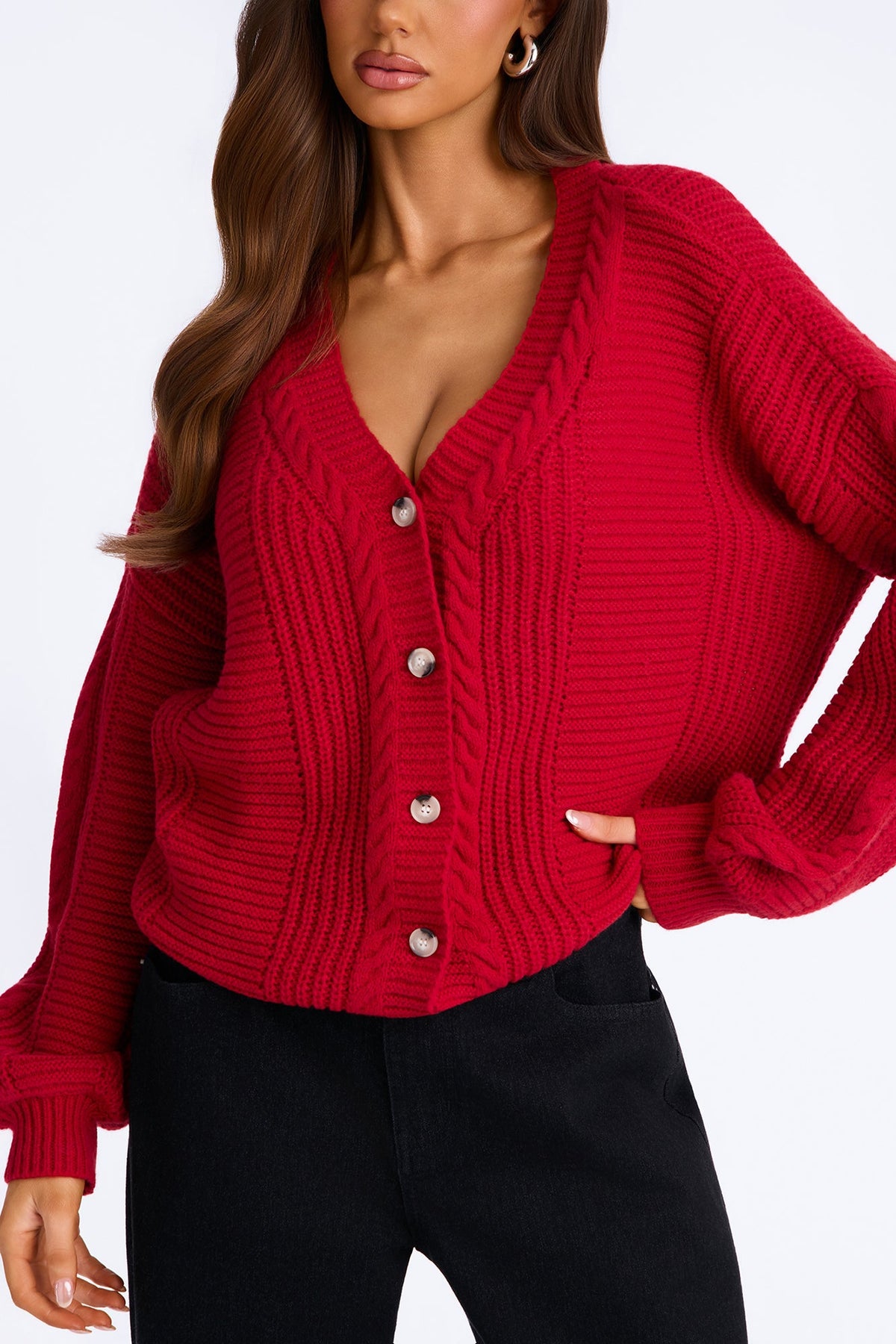 Couch Convo Cardigan - Red