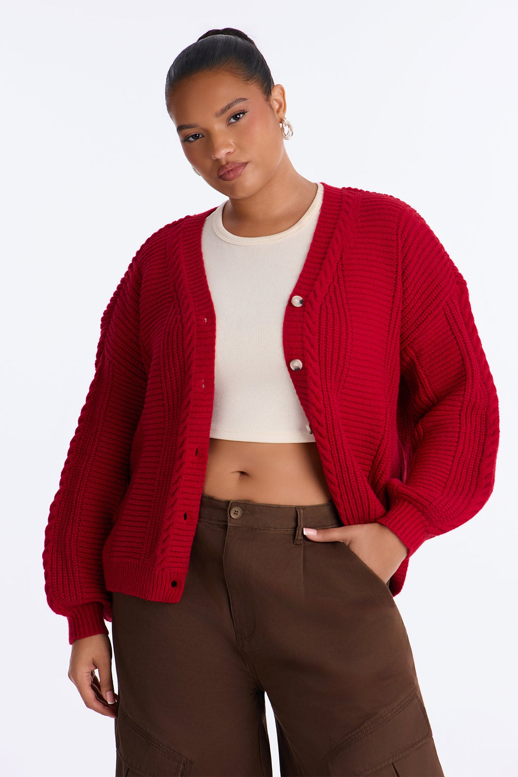Couch Convo Cardigan - Red