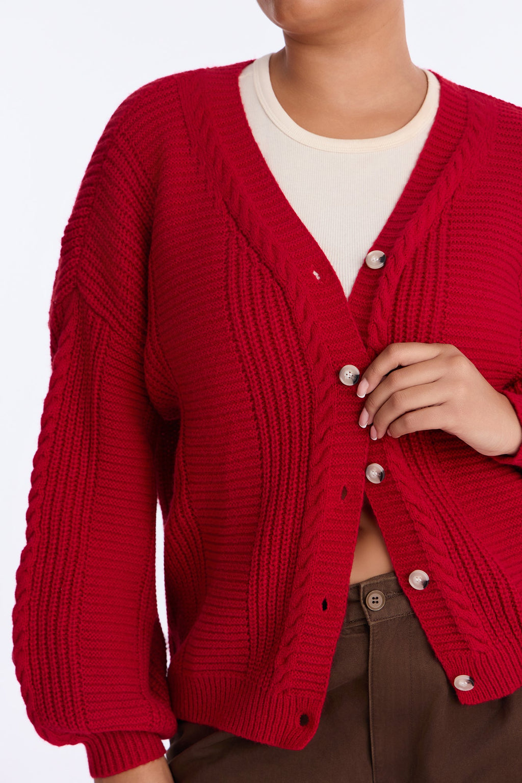 Couch Convo Cardigan - Red