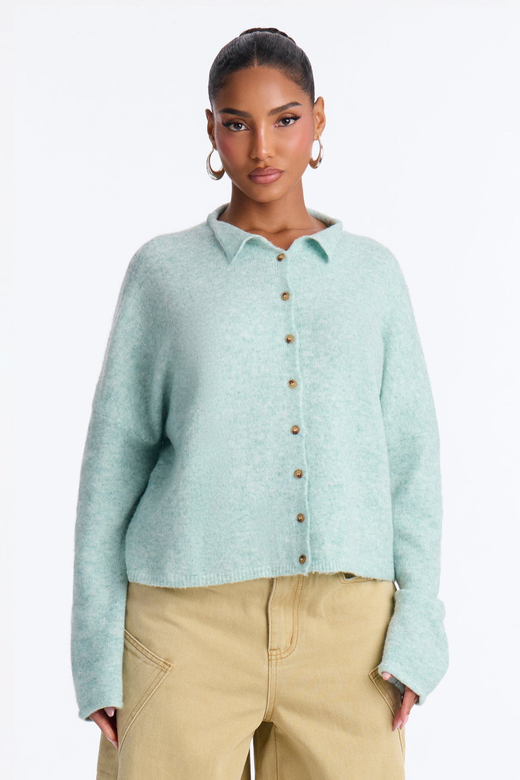 Book Worm Button Up Cardigan - Mint