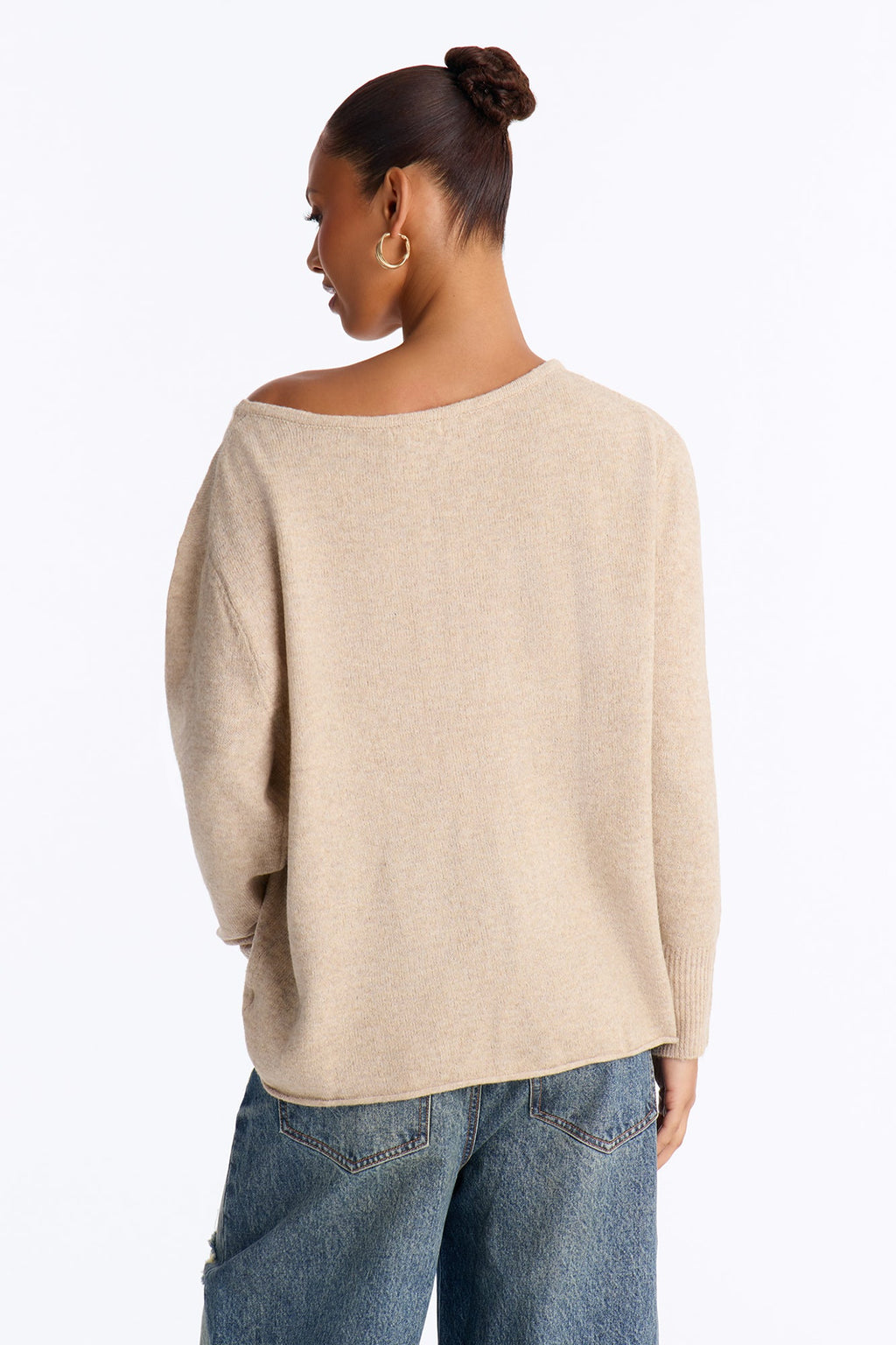 Ellen One Shoulder Oversized Sweater - Beige