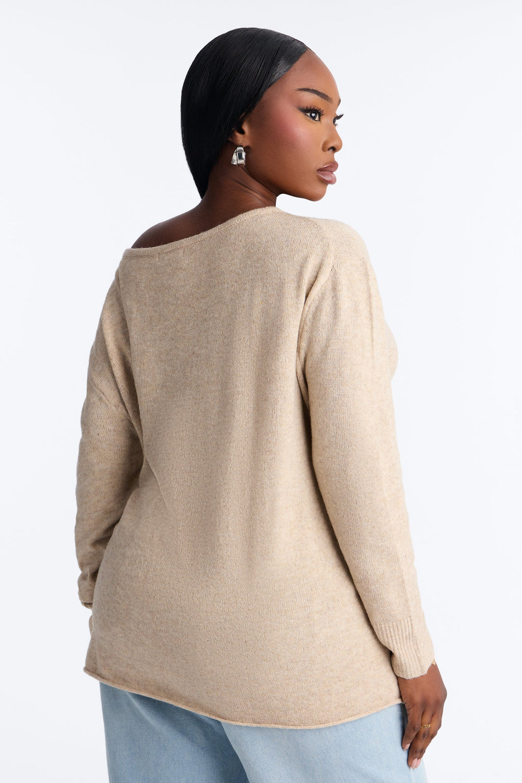 Ellen One Shoulder Oversized Sweater - Beige