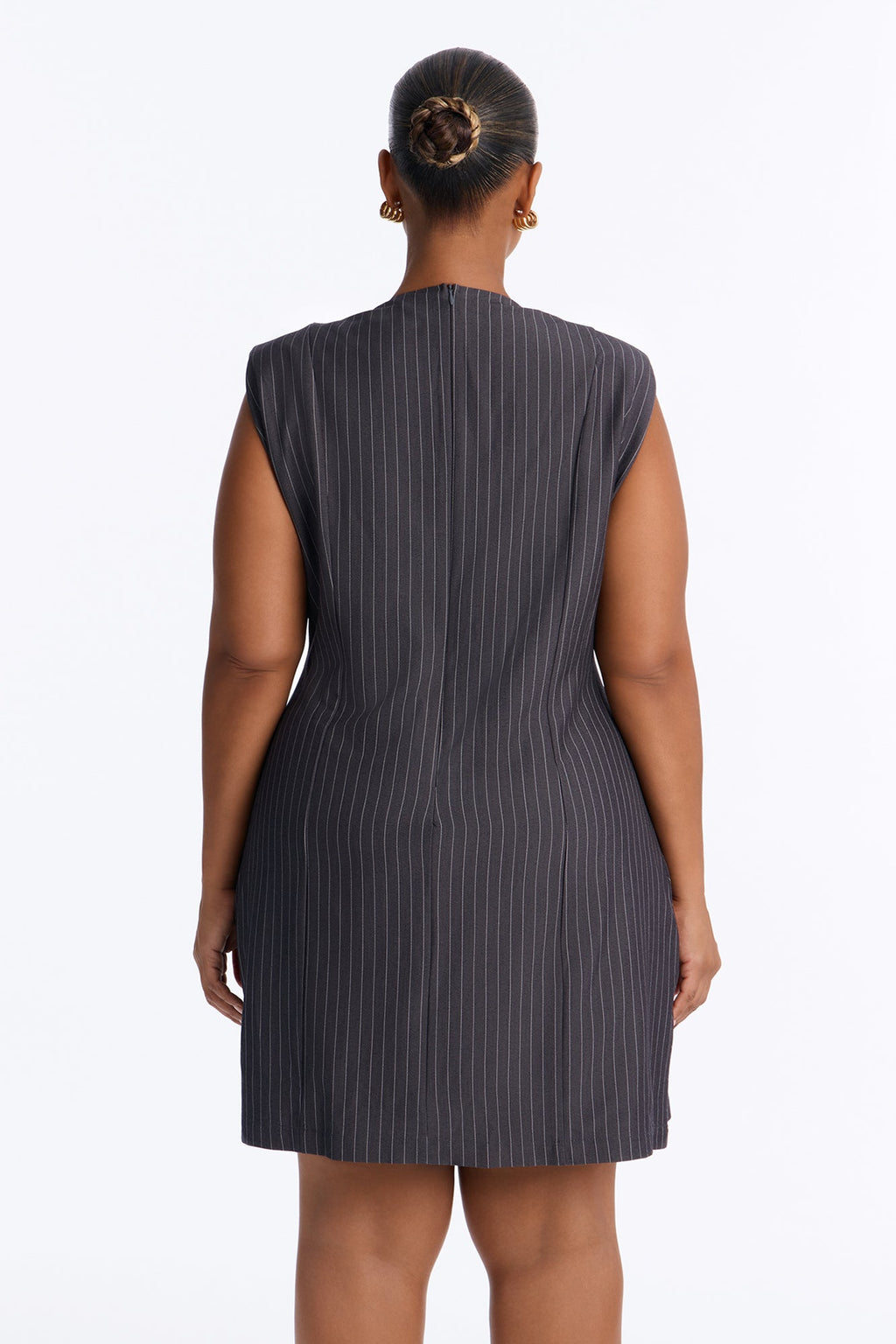 Nadia Pinstripe Mini Dress - Grey