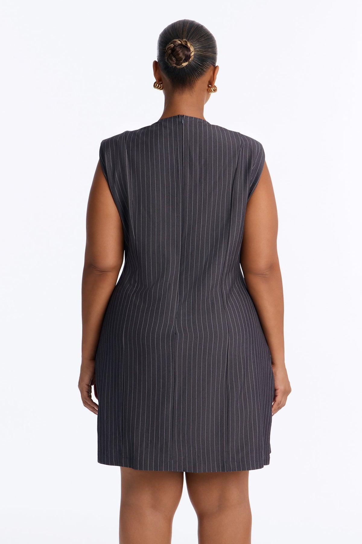 Nadia Pinstripe Mini Dress - Grey