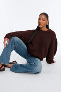 Effortless Chic Heavy Yarn Everyday Relaxed Sweater - Brown