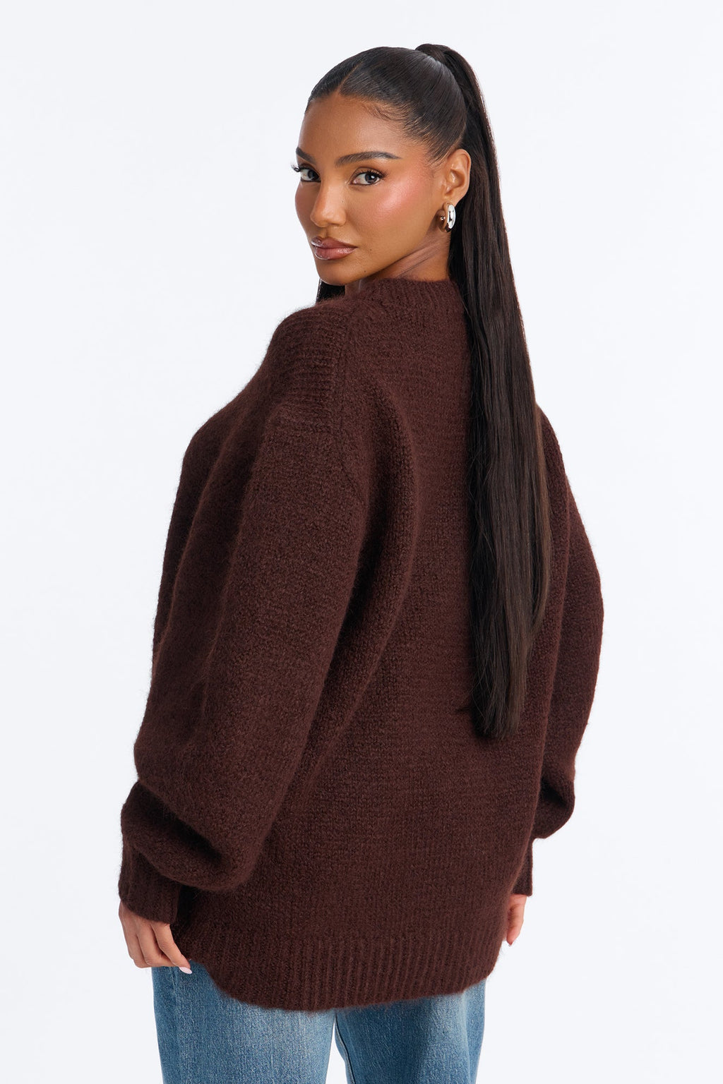Effortless Chic Heavy Yarn Everyday Relaxed Sweater - Brown