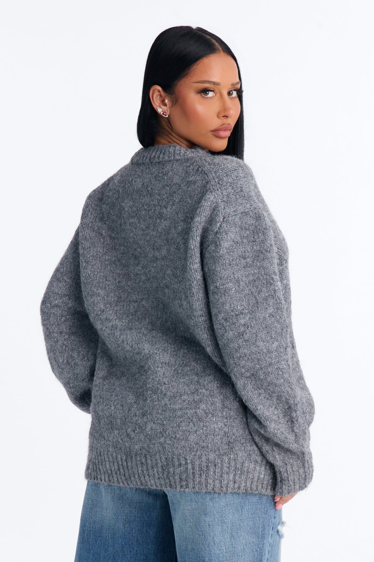 Effortless Chic Heavy Yarn Everyday Relaxed Sweater - Grey