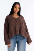 Nola Relaxed Cable Knit Sweater - Brown