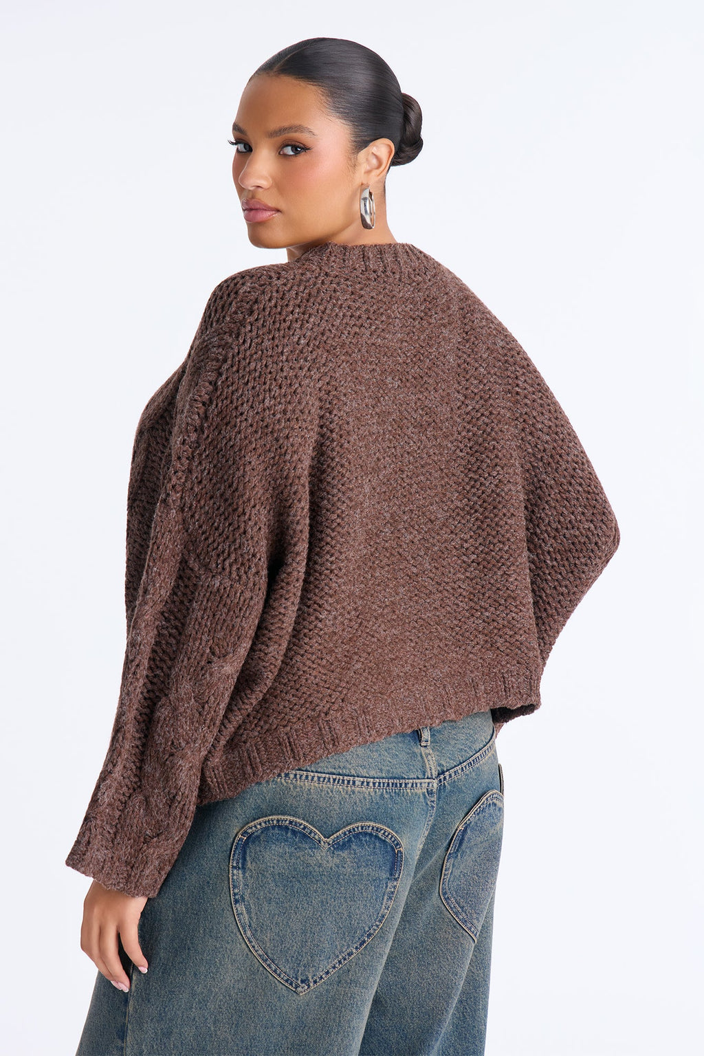 Nola Relaxed Cable Knit Sweater - Brown