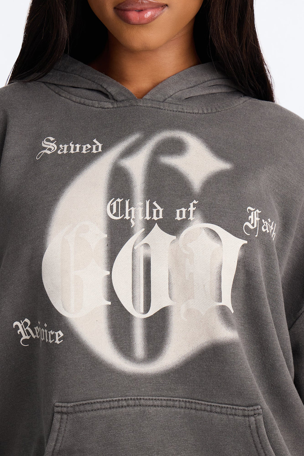 Child Of God Rejoice Washed Pullover Hoodie - Charcoal