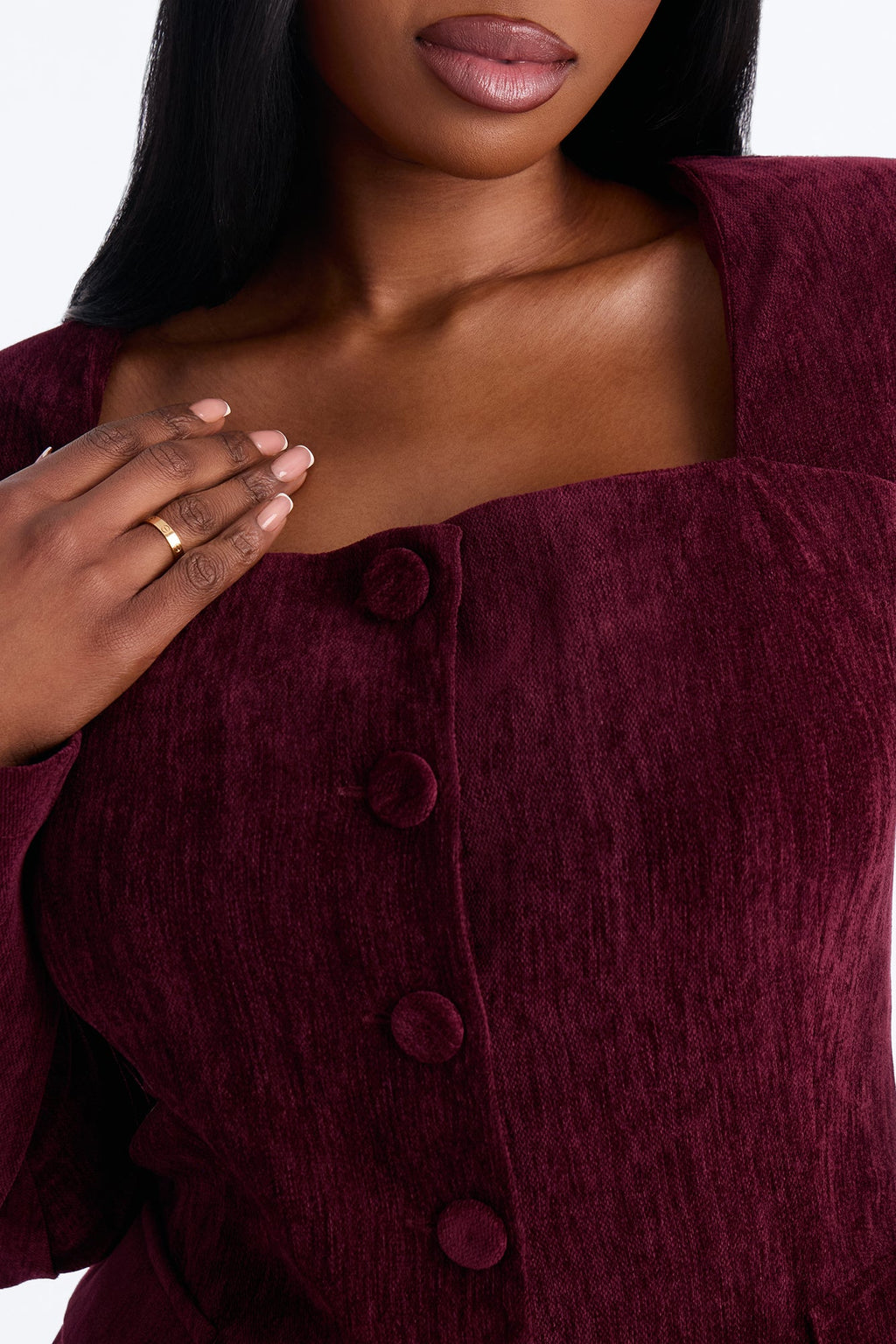 Calm And Collected Blazer Skirt Set - Wine