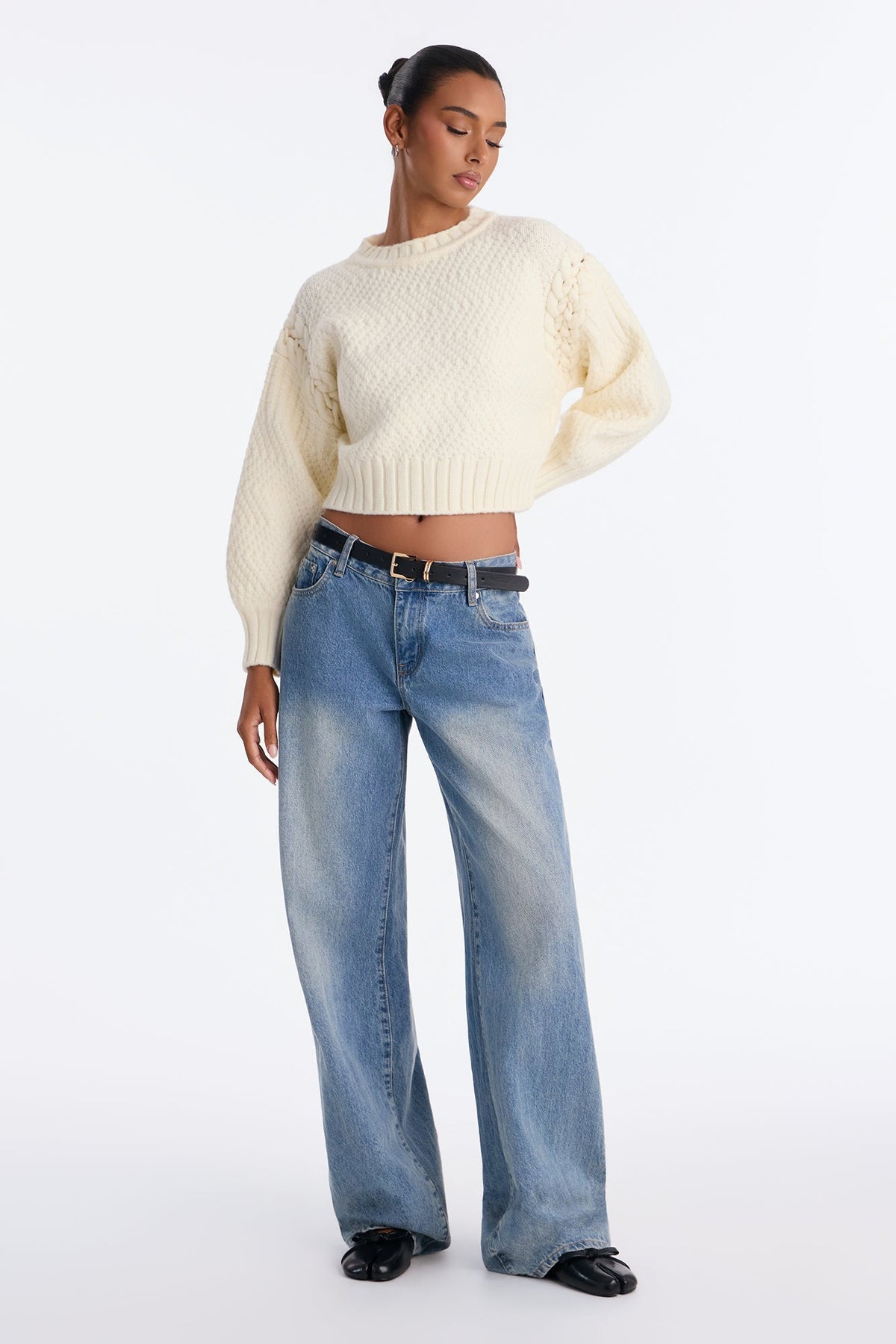 Cassie Chunky Knit Pullover Sweater - Cream