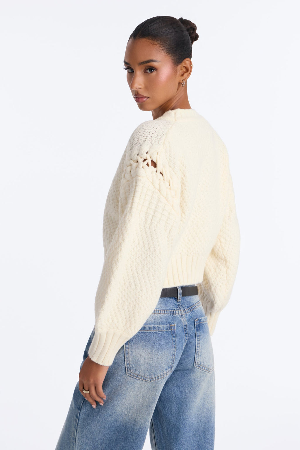 Cassie Chunky Knit Pullover Sweater - Cream