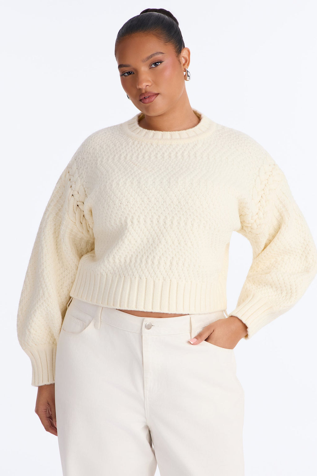 Cassie Chunky Knit Pullover Sweater - Cream