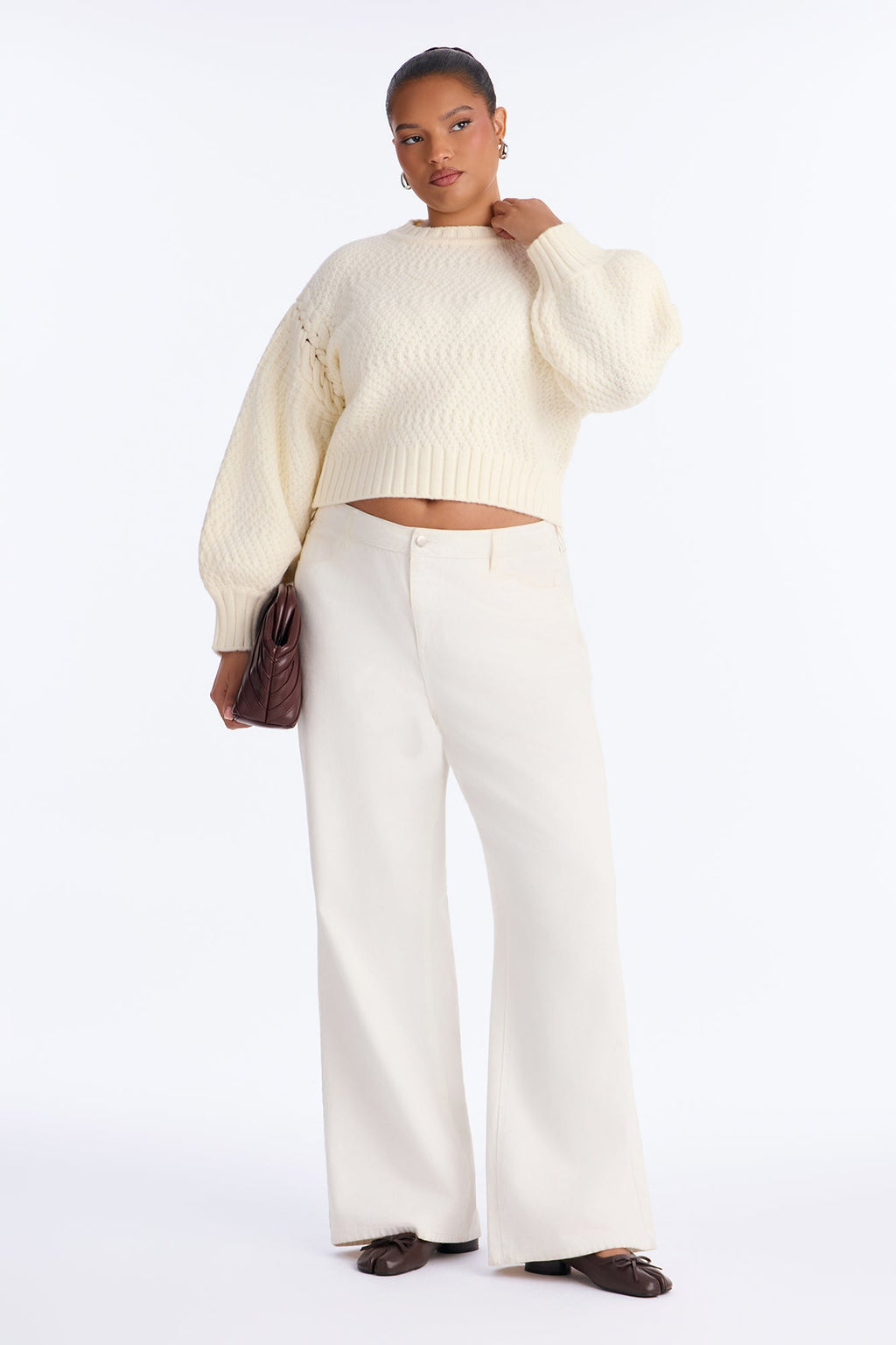 Cassie Chunky Knit Pullover Sweater - Cream