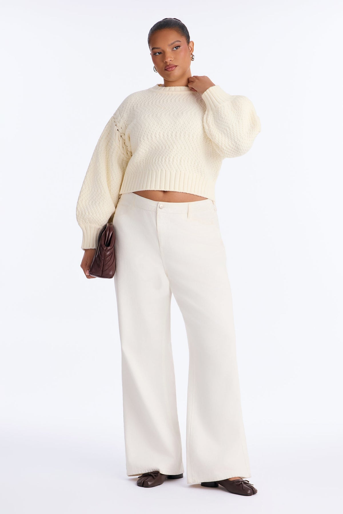 Cassie Chunky Knit Pullover Sweater - Cream
