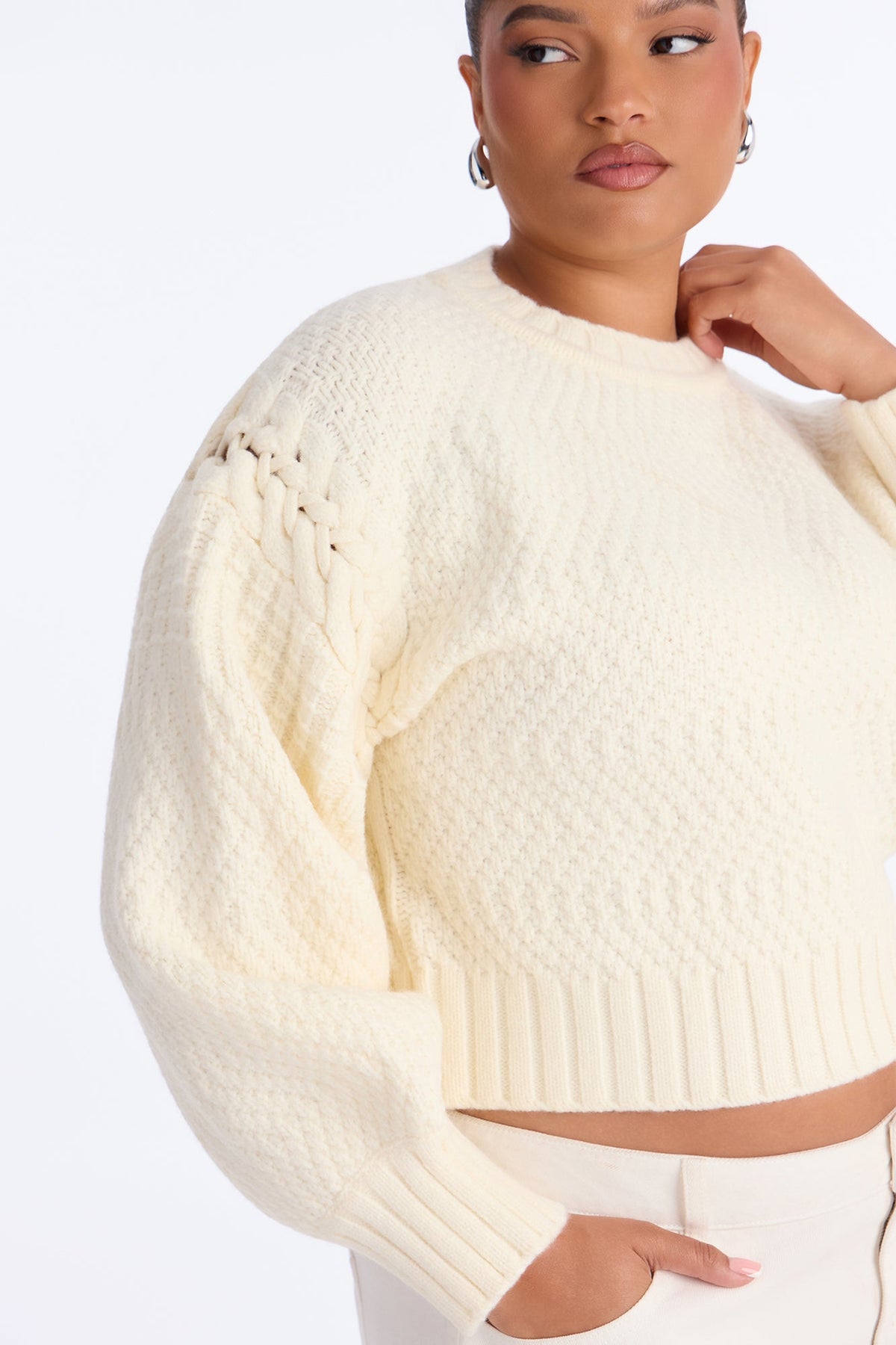 Cassie Chunky Knit Pullover Sweater - Cream