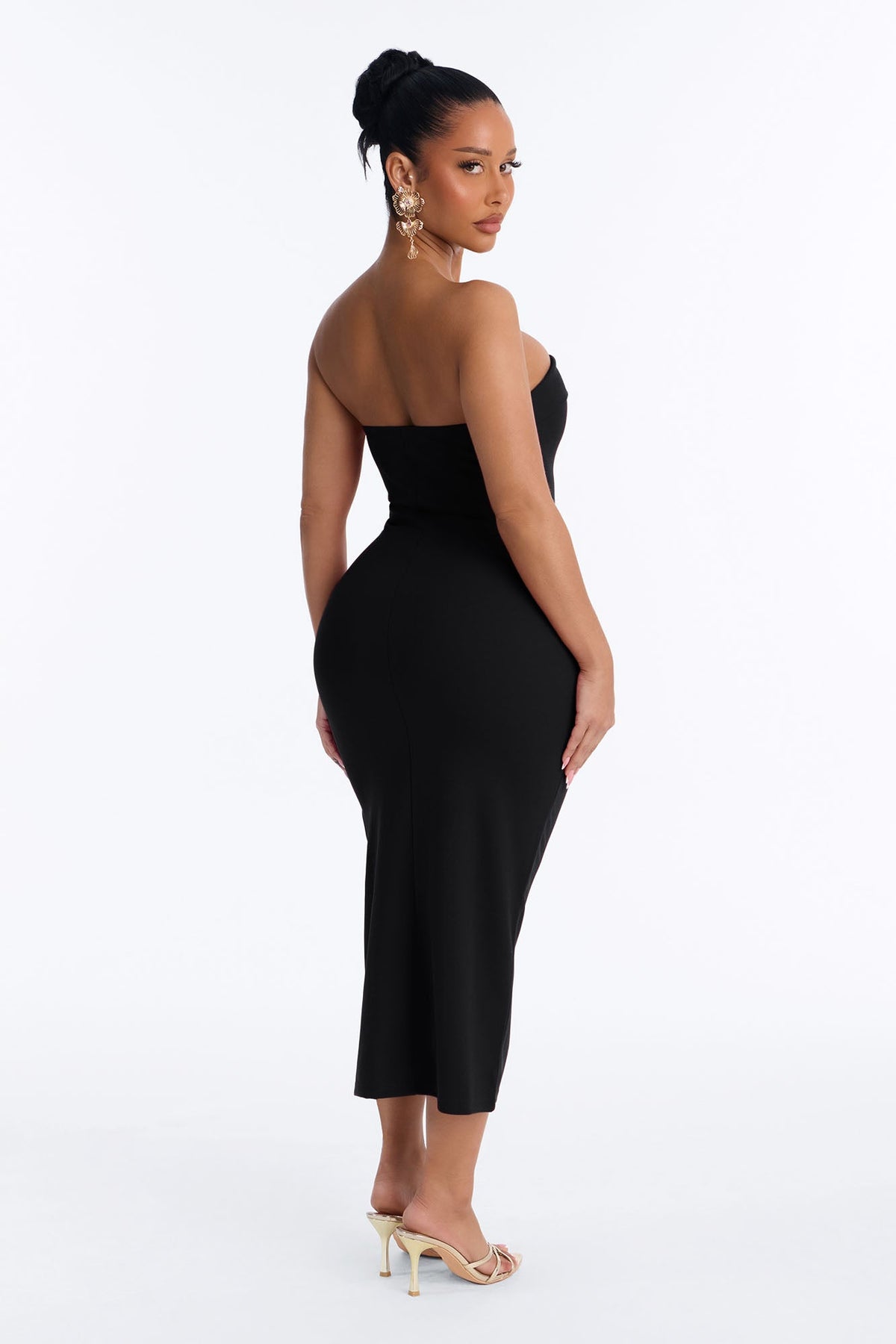 Beautiful Rose Midi Dress - Black