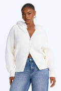 Coldest One Here Hooded Faux Fur Sweater - Ivory