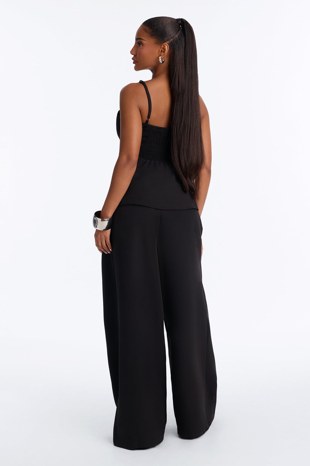 Chantel Belted Vest Pant Set - Black