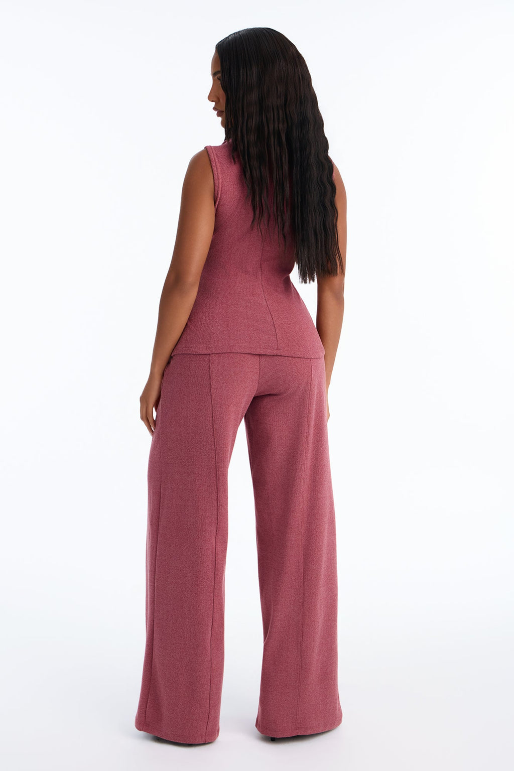 Camille Vest Pant Set - Wine