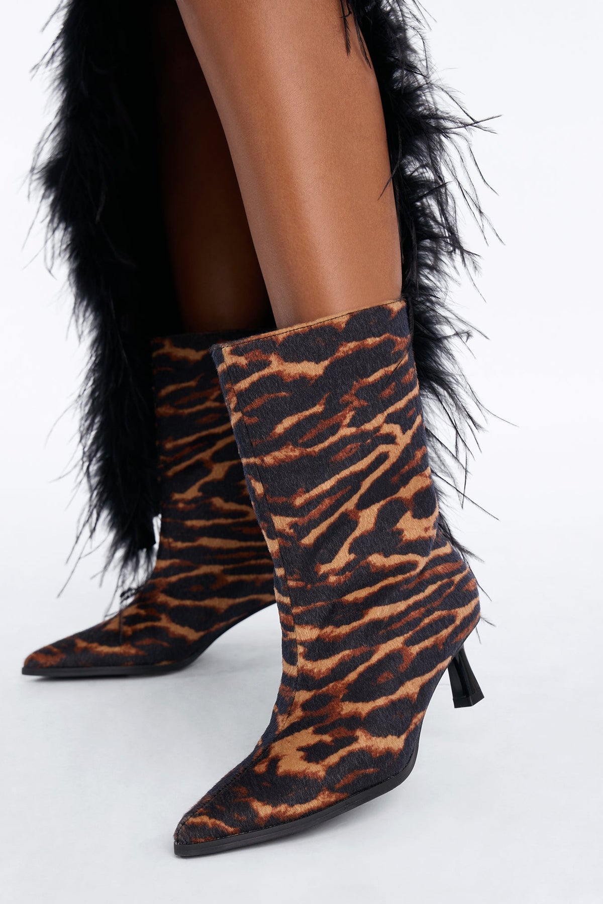 Back To Back Kitten Heel Booties - Brown Combo
