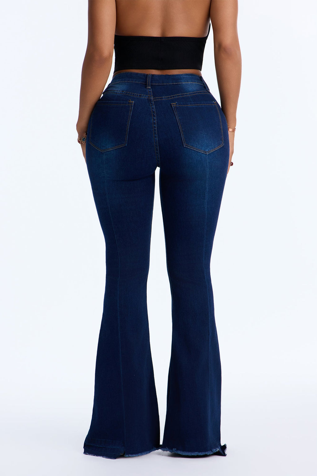 Sally Step Hem High Rise Flare Leg Jeans - Dark Wash