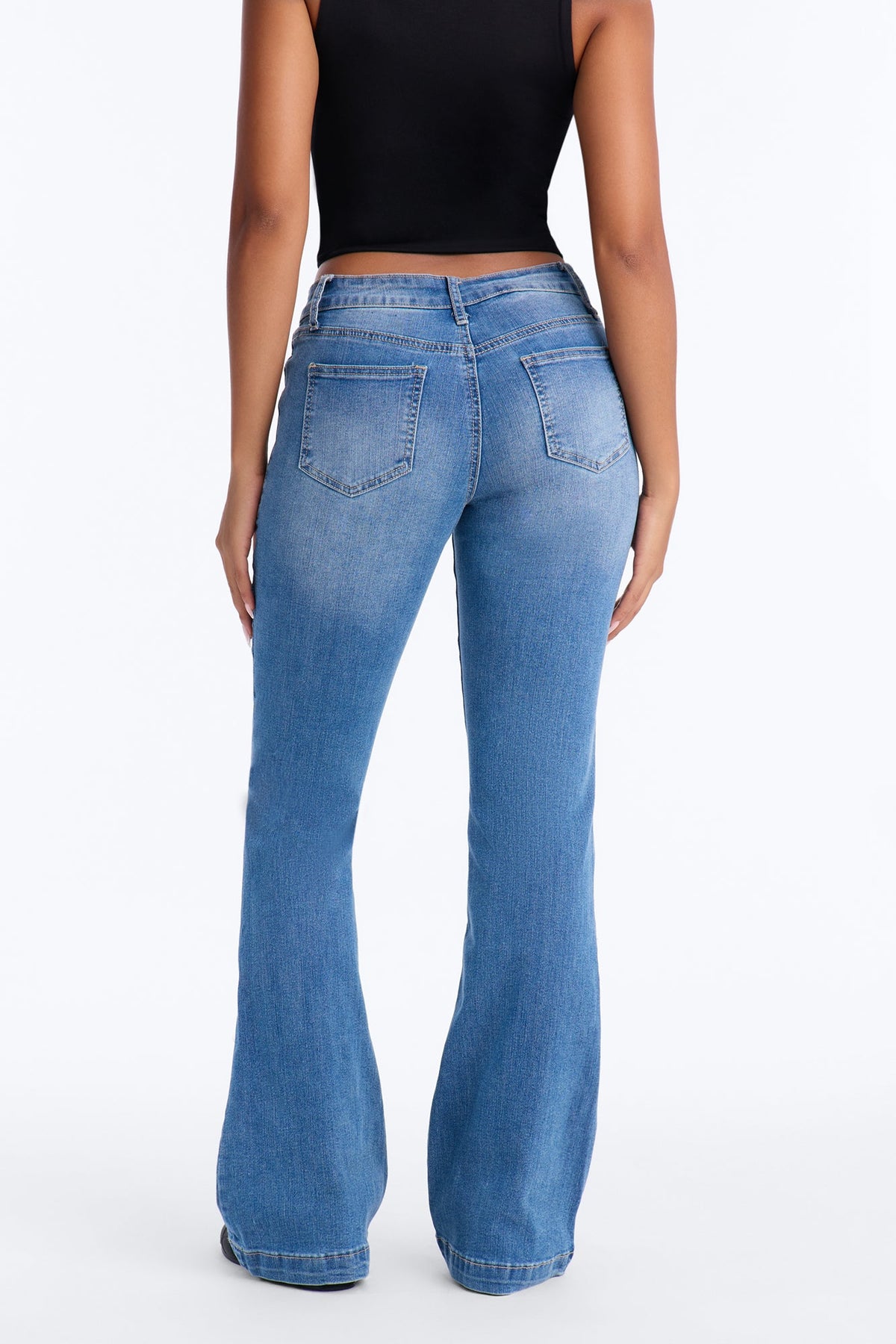 Real Deal Y2K Patch Pocket Flare Leg Jeans - Medium Wash