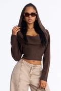 She's That Girl Hooded Pullover Sweater - Brown