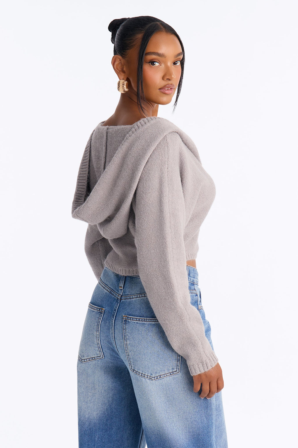 She's That Girl Hooded Pullover Sweater - Grey