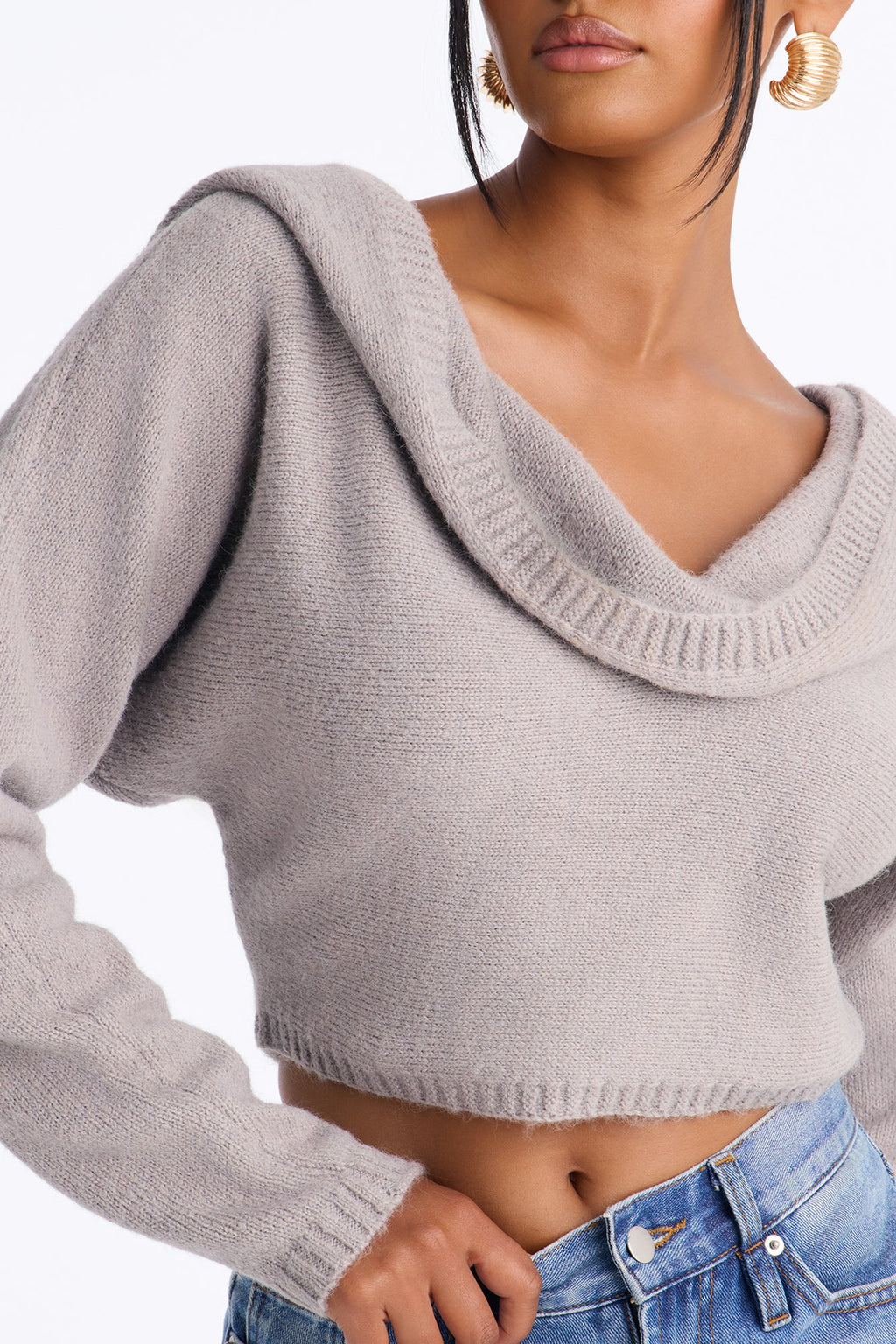 She's That Girl Hooded Pullover Sweater - Grey