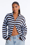 Cold Brew Babe Striped Sweater - Blue/combo