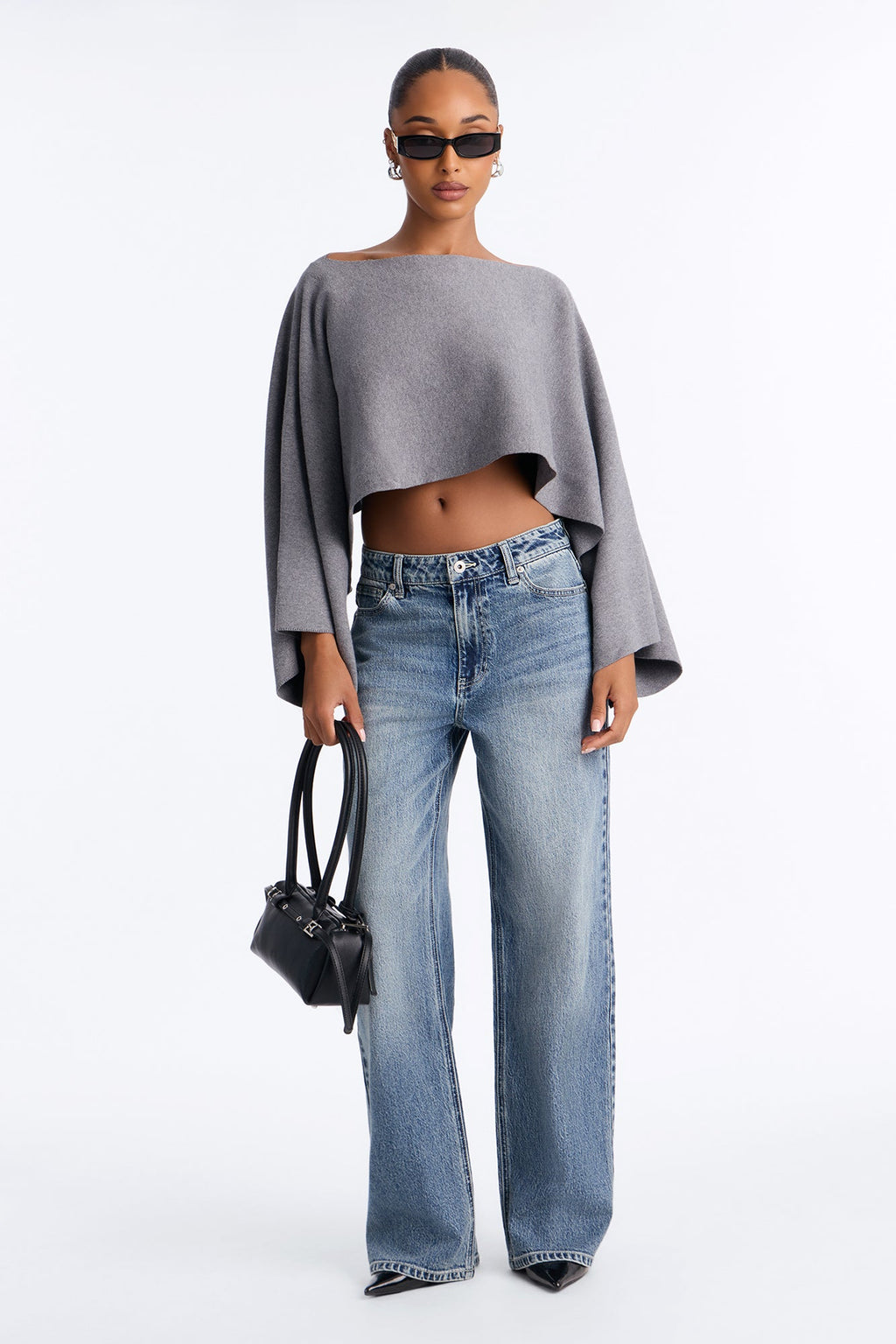 Twilight Air Poncho Sweater - Heather Grey