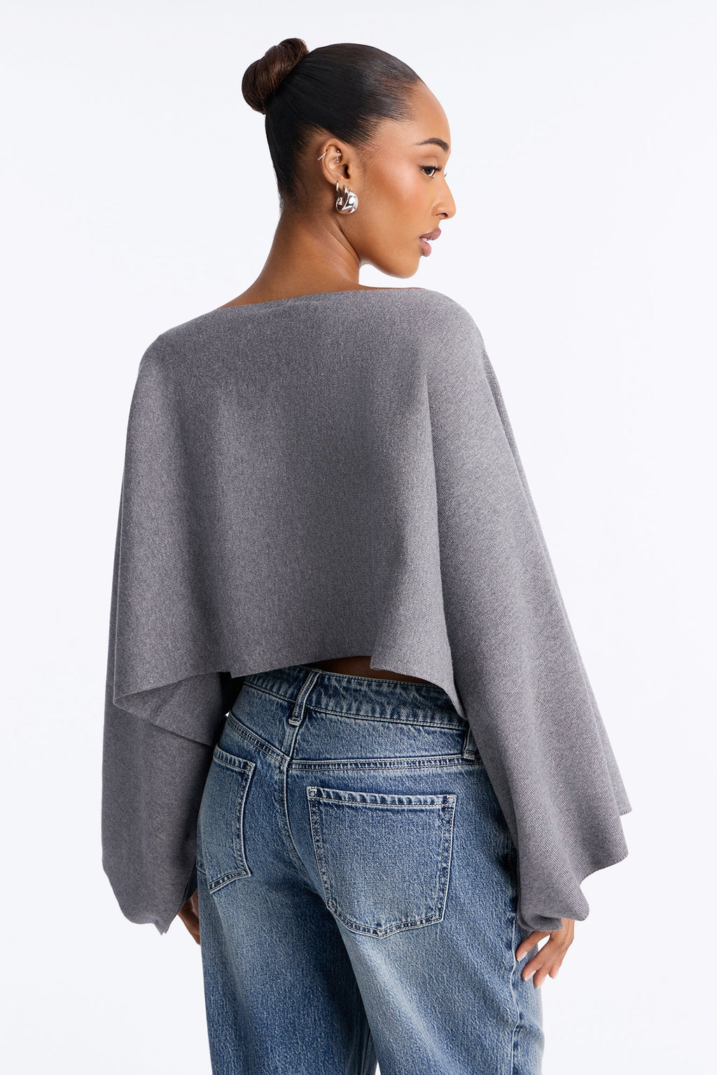 Twilight Air Poncho Sweater - Heather Grey