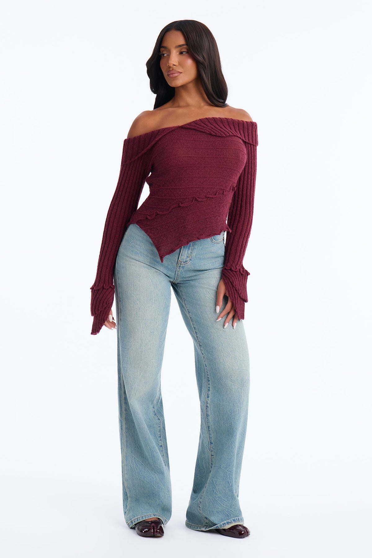 Warm Glow Pullover Sweater - Burgundy