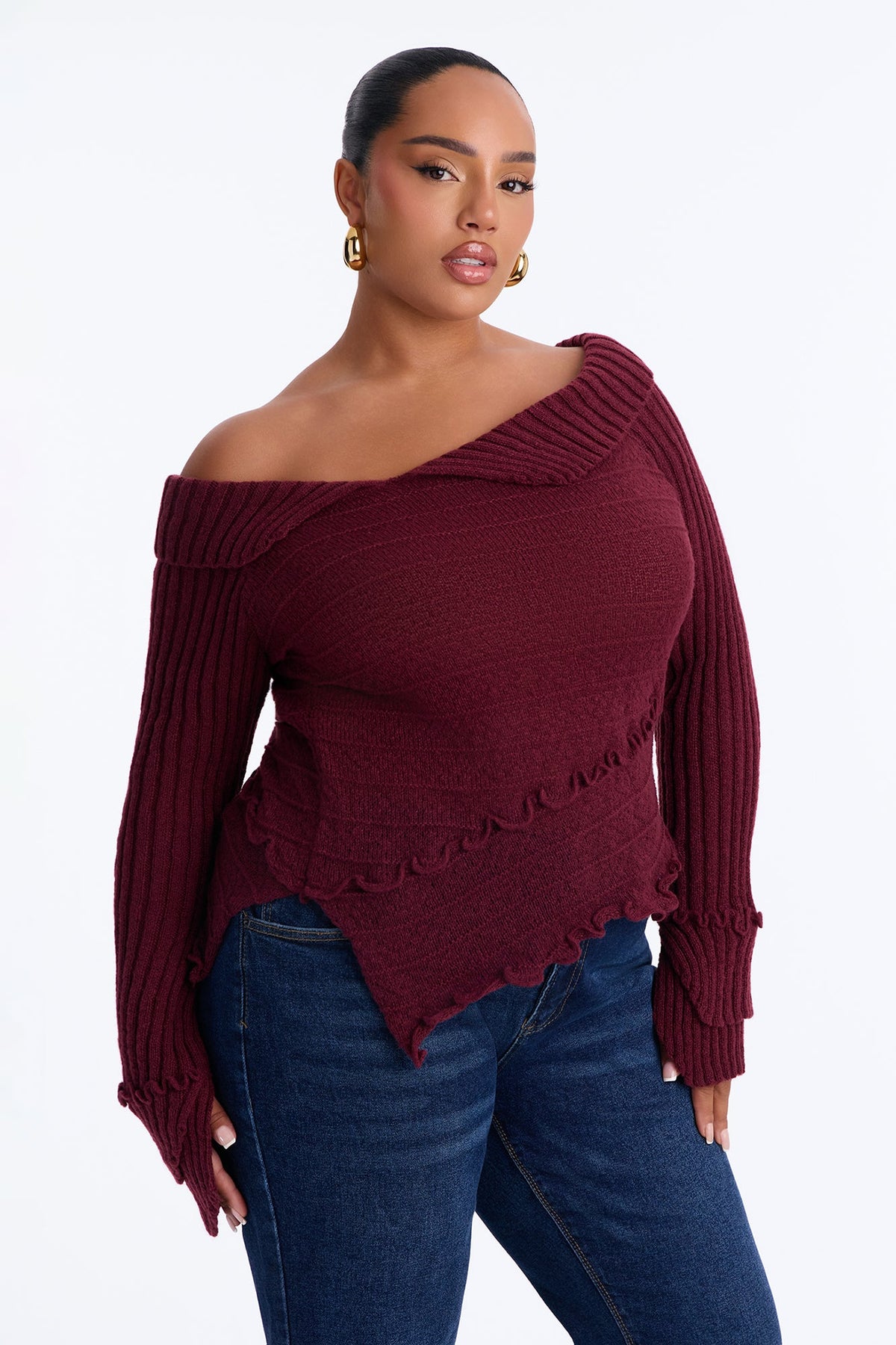 Warm Glow Pullover Sweater - Burgundy