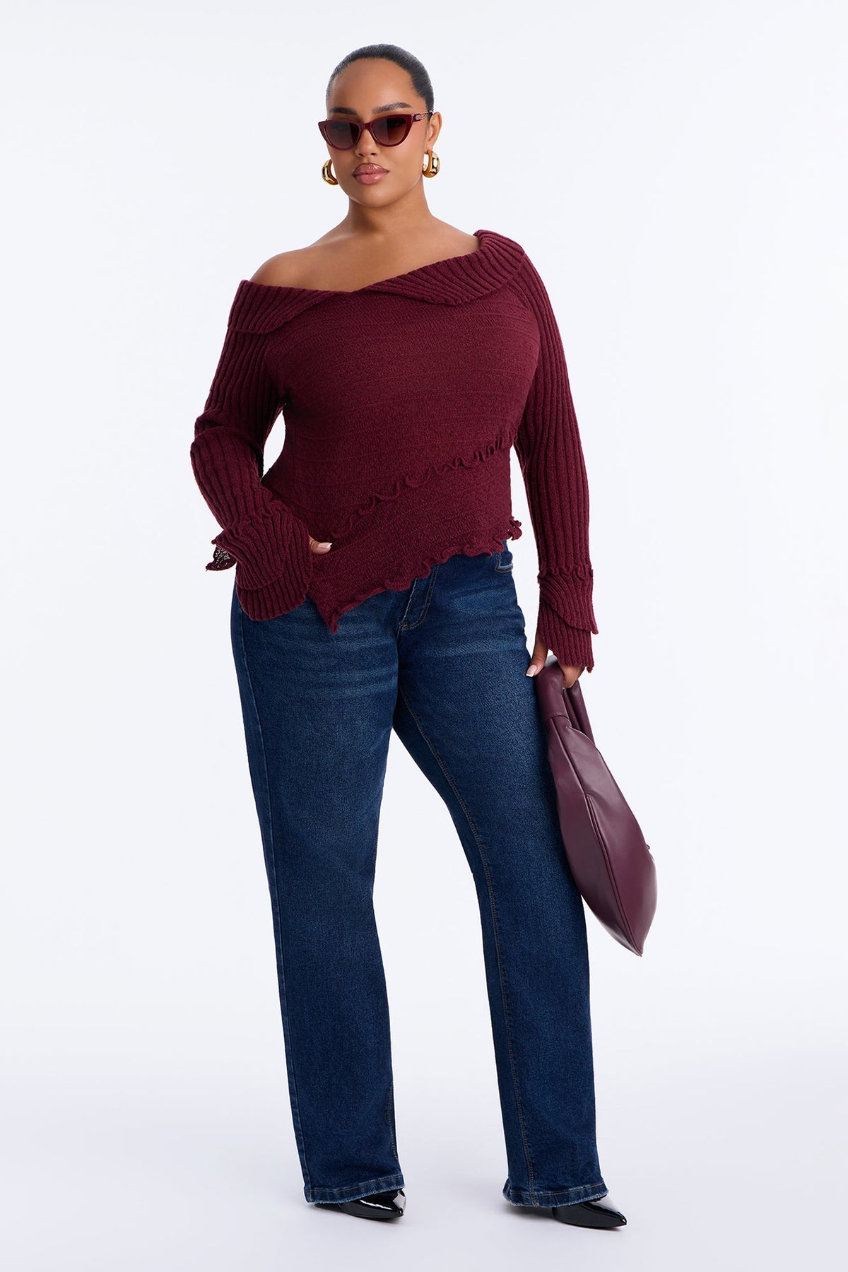 Warm Glow Pullover Sweater - Burgundy