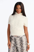 Deana Short Sleeve Cable Knit Pullover Sweater - Cream