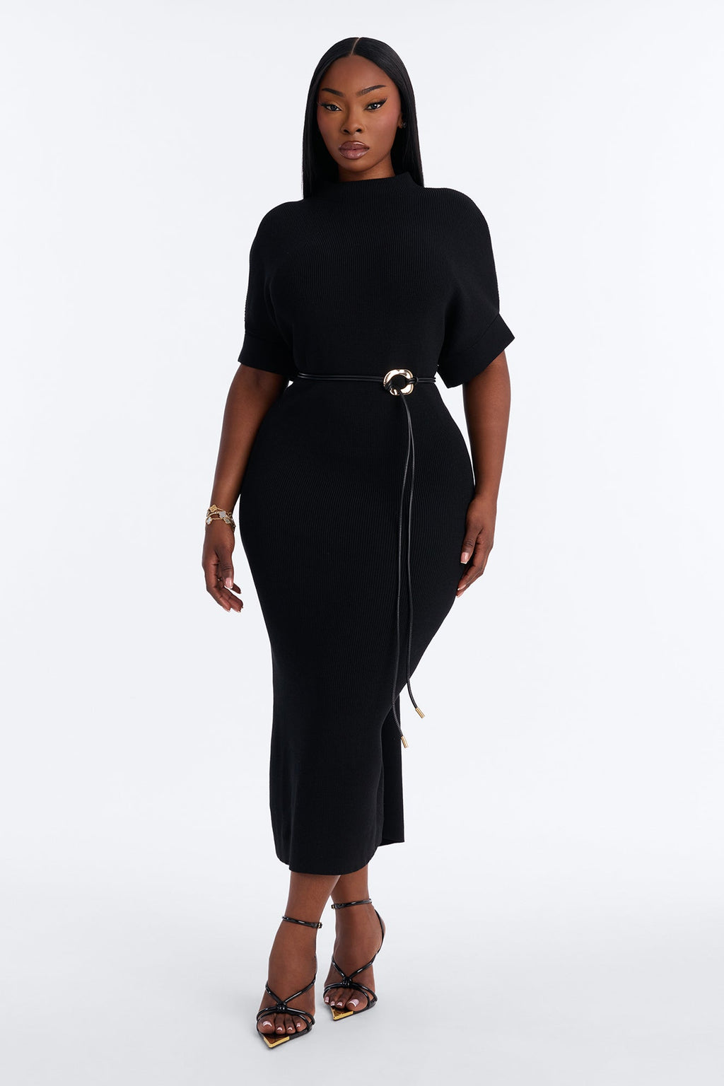 Bossy Behavior Sweater Midi Dress - Black