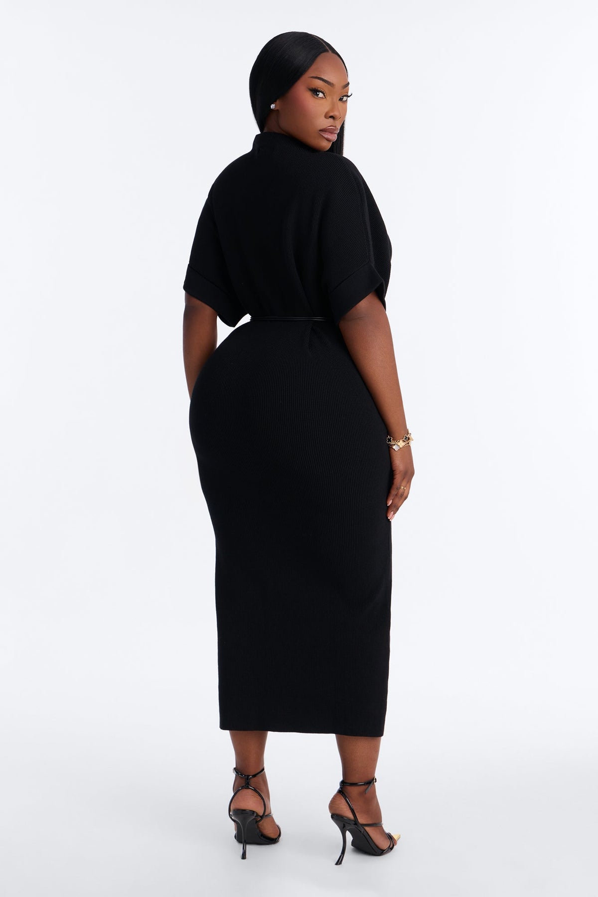 Bossy Behavior Sweater Midi Dress - Black